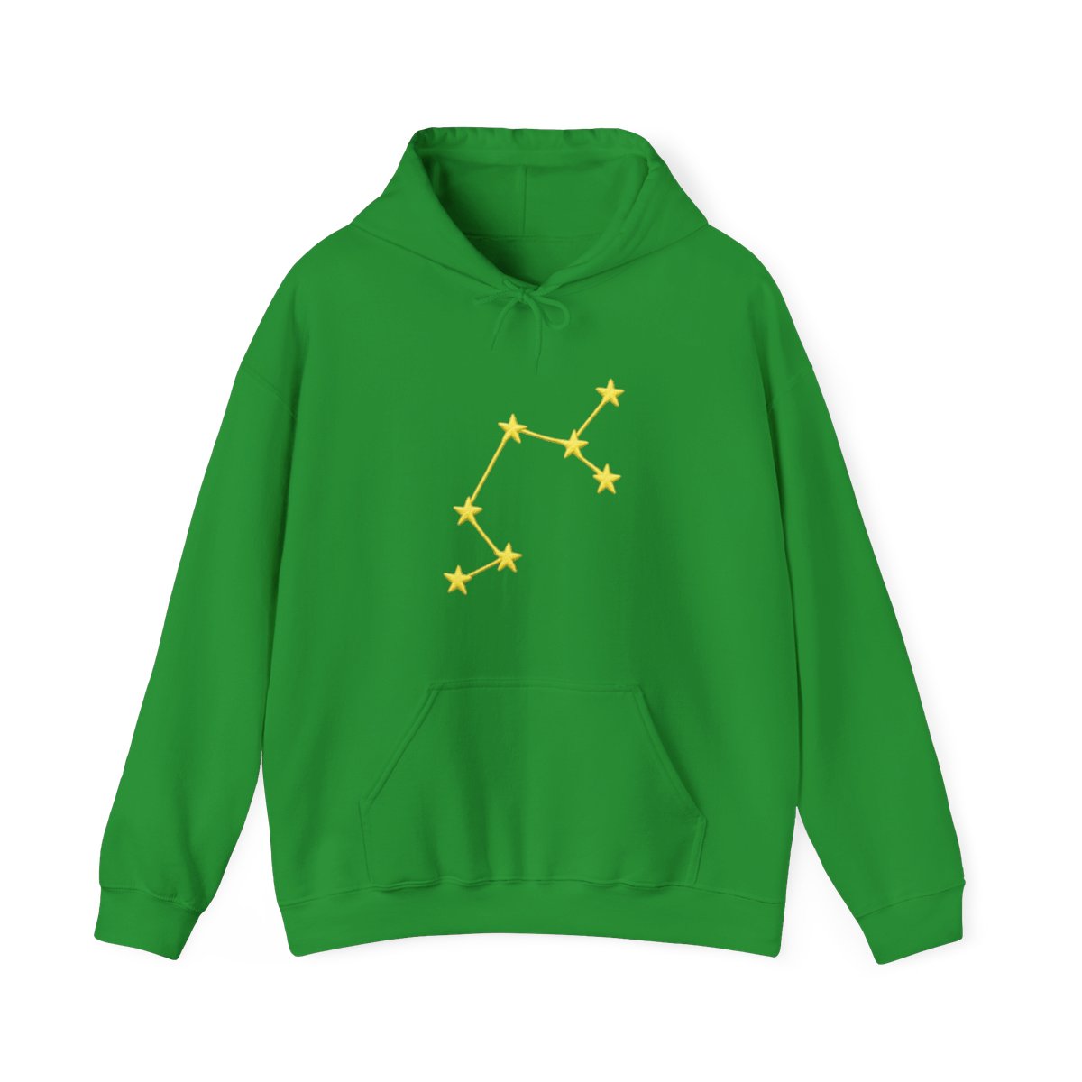 Light green hoodie with yellow constellation embroidery on left sleeve, ribbed cuffs, relaxed fit - alternate angle 3, merchandise