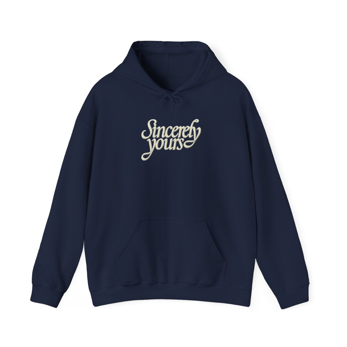 A soft light green hoodie with a drawstring hood, kangaroo pocket, and cursive "Sincerely yours" text on the chest - alternate angle 4, merchandise