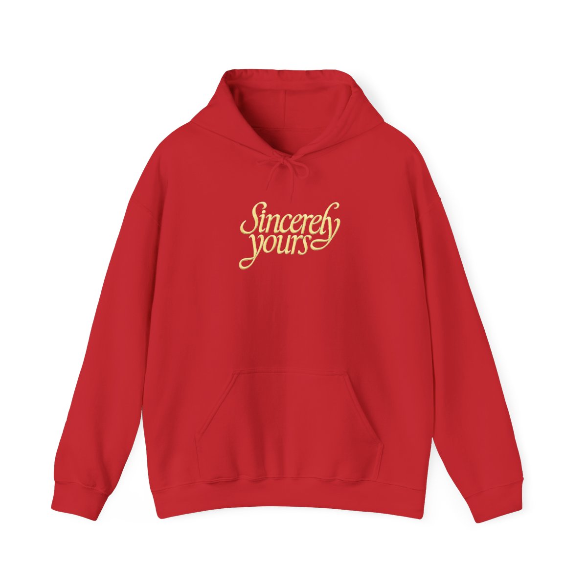 Sincerely Yours Yellow Cursive Print Light Gray Hoodie with Kangaroo Pocket - alternate angle 5, merchandise