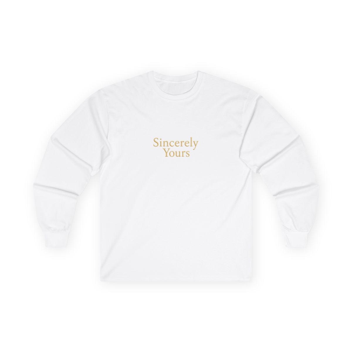 Sincerely Yours pale yellow hoodie with chest text and left sleeve patch - Official Hoodies merchandise