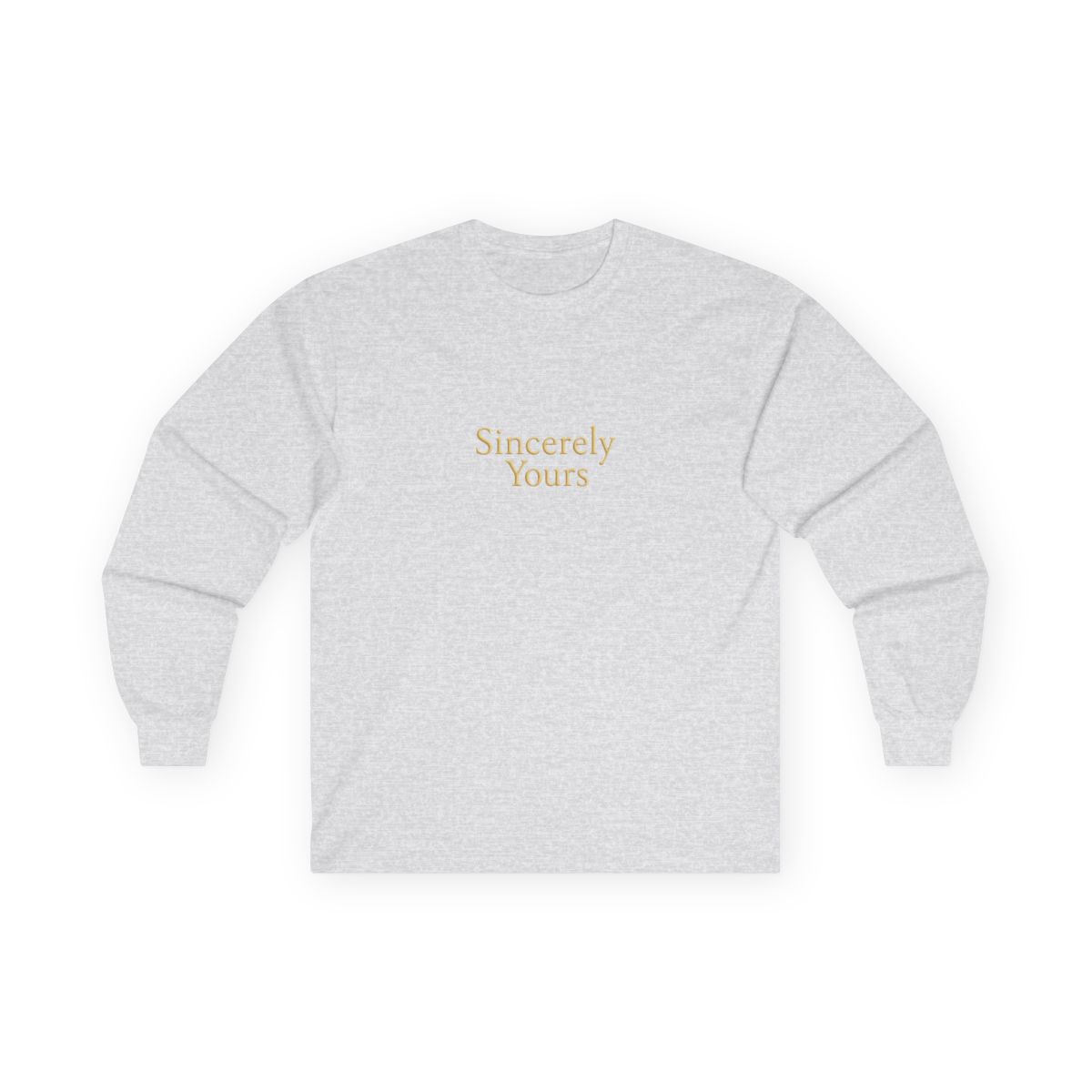 Sincerely Yours pale yellow hoodie with chest text and left sleeve patch - alternate angle 2, merchandise