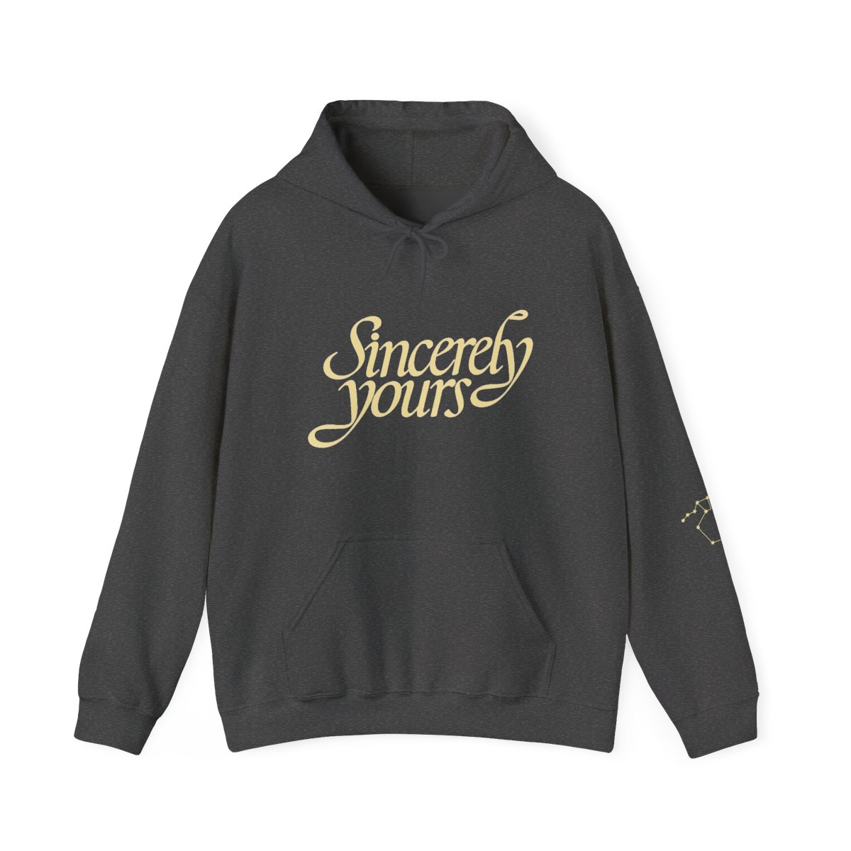 Constellation-print pale blue hoodie with "Sincerely Yours" text and front pocket - alternate angle 2, merchandise