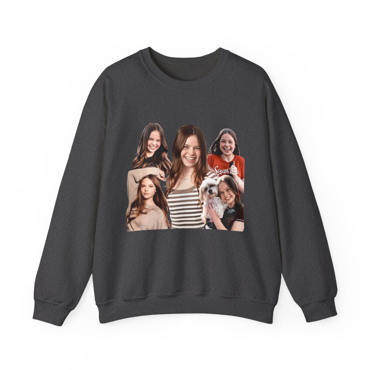 Salish Matter Dark Grey Crewneck Short-Sleeve Sweatshirt, Pink Silver Gradient Graphic - alternate angle 4, merchandise