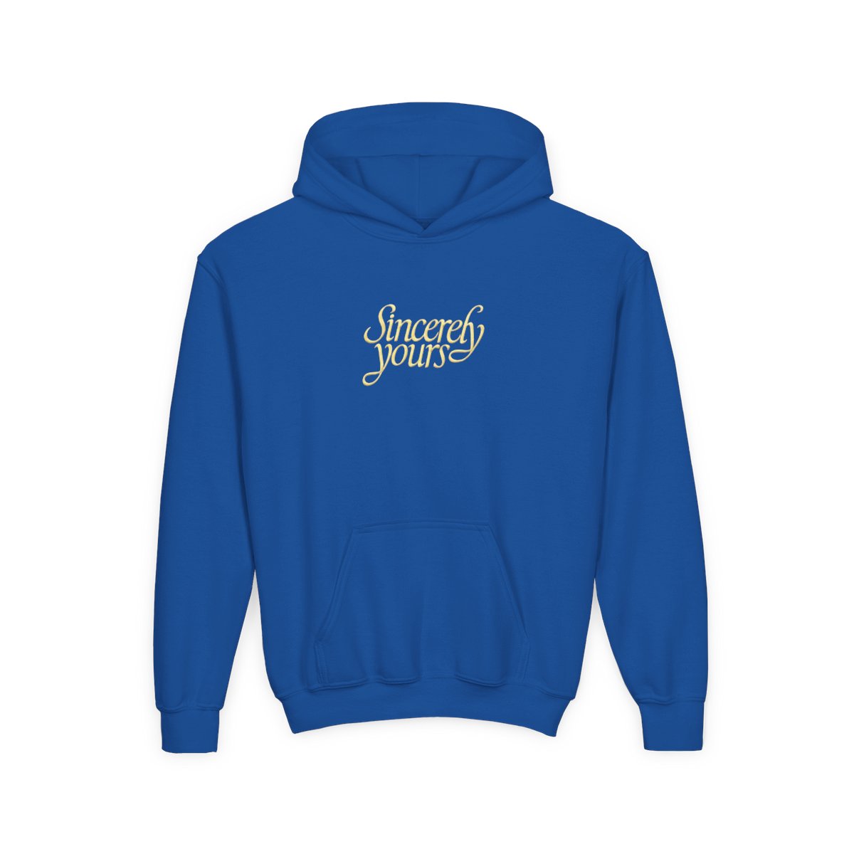 Kids Sincerely Yours Yellow Cursive Light Gray Hoodie with Kangaroo Pocket - alternate angle 5, merchandise