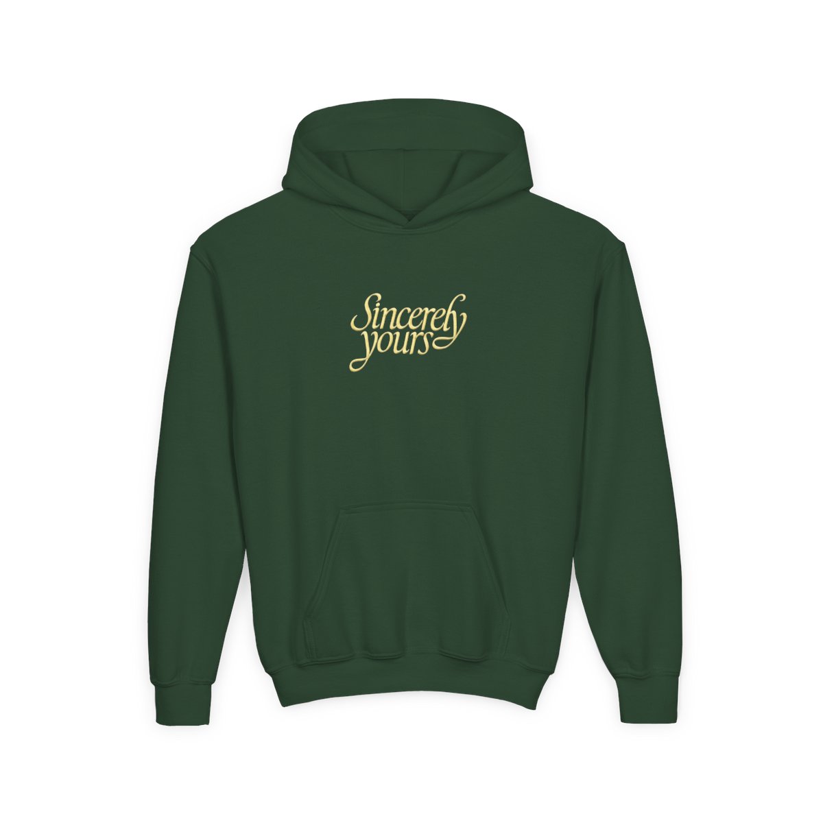 Kids Sincerely Yours Yellow Cursive Light Gray Hoodie with Kangaroo Pocket - alternate angle 4, merchandise