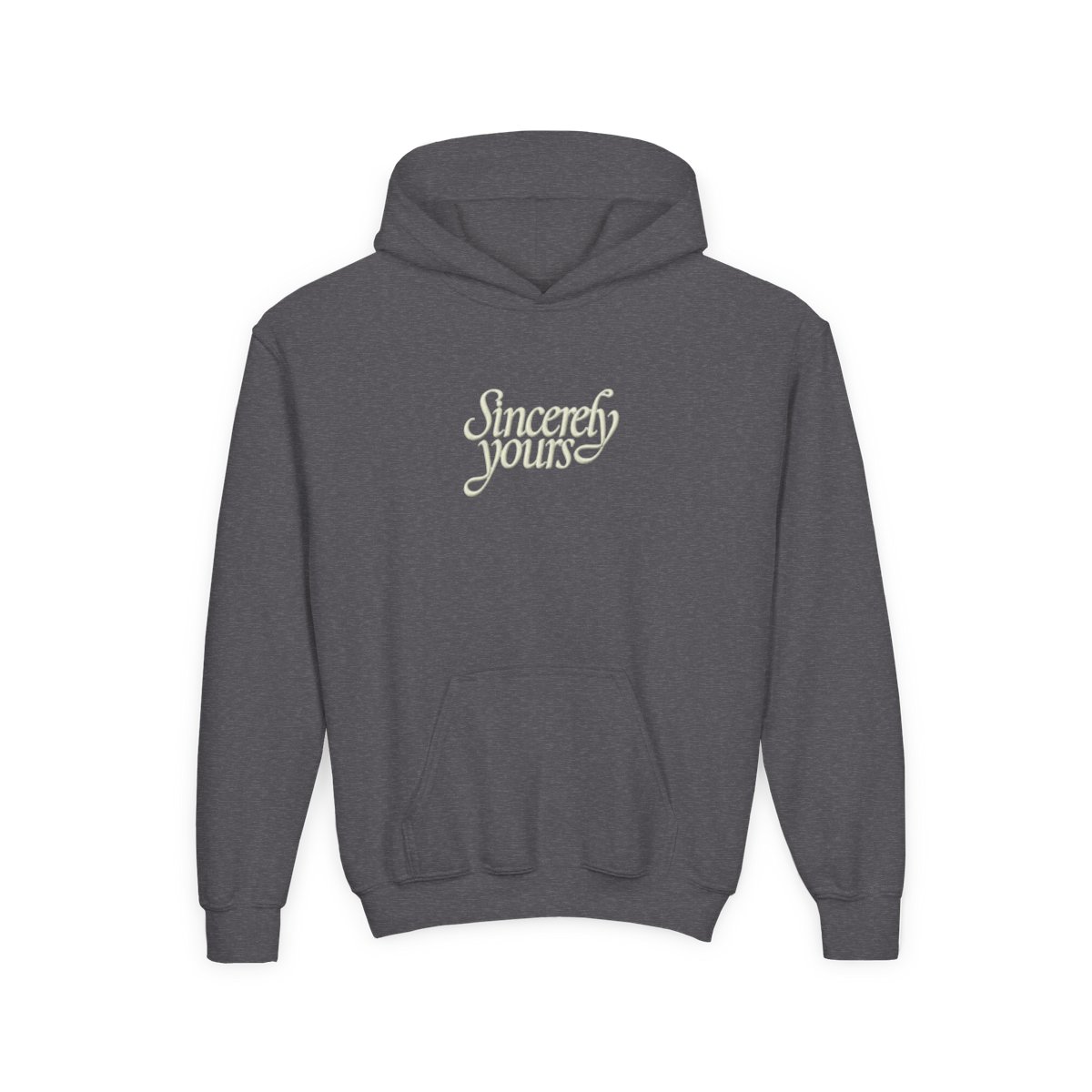 Sincerely Yours Kids Light Green Hoodie with Cursive Text, Kangaroo Pocket and Drawstring Hood - alternate angle 2, merchandise
