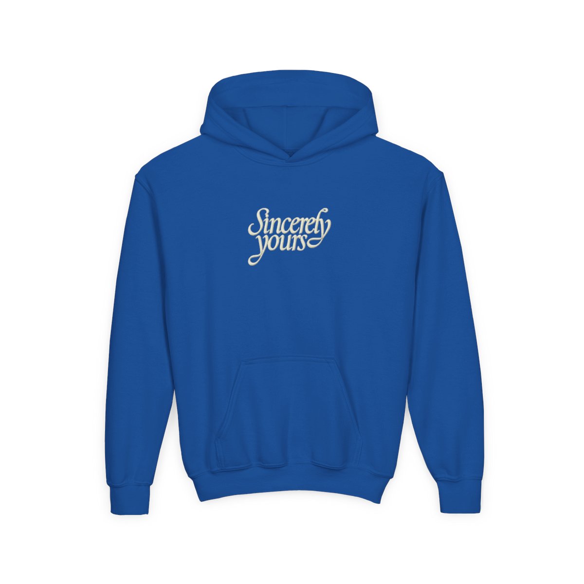 Sincerely Yours Kids Light Green Hoodie with Cursive Text, Kangaroo Pocket and Drawstring Hood - alternate angle 5, merchandise