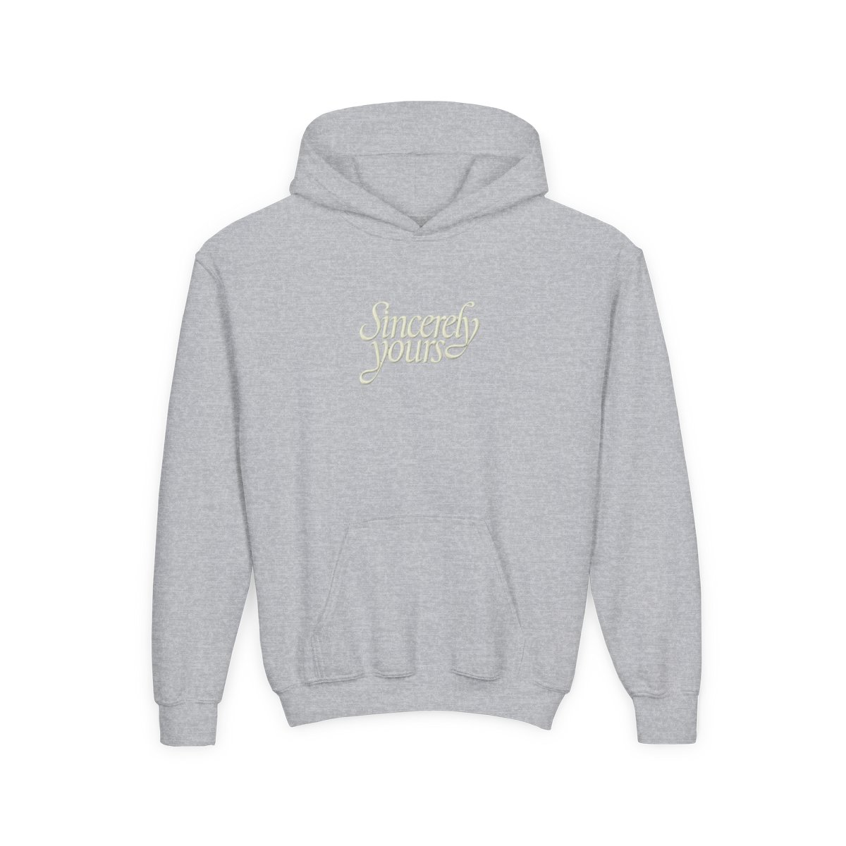 Sincerely Yours Kids Light Green Hoodie with Cursive Text, Kangaroo Pocket and Drawstring Hood - alternate angle 3, merchandise