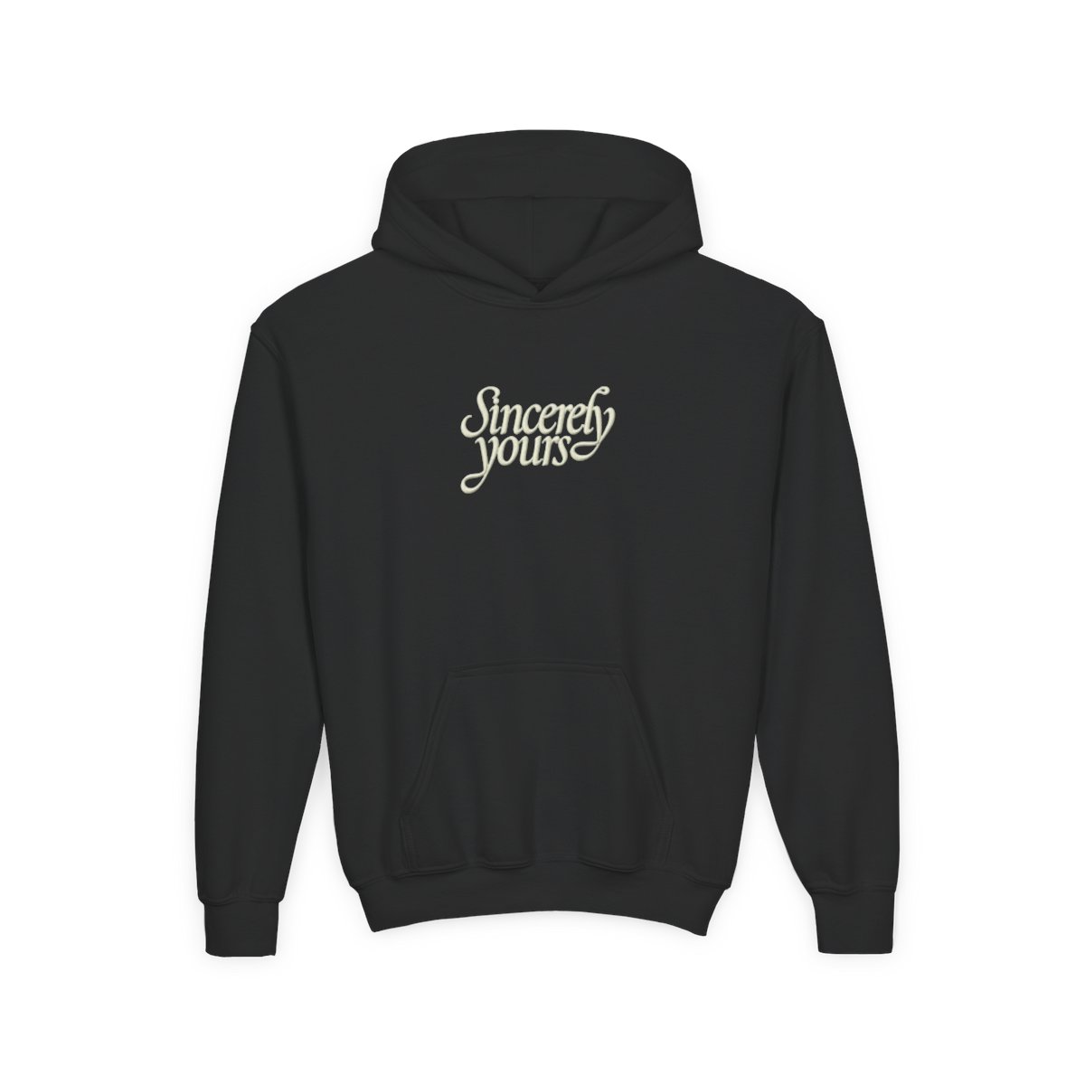 Sincerely Yours Kids Light Green Hoodie with Cursive Text, Kangaroo Pocket and Drawstring Hood
