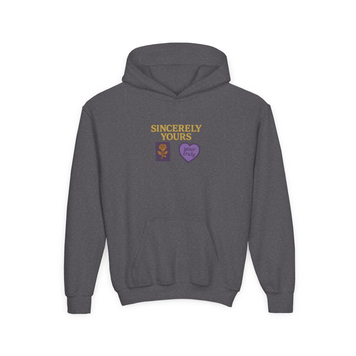 Sincerely Yours Kids Hoodie with Embroidered Patches - alternate angle 2, merchandise