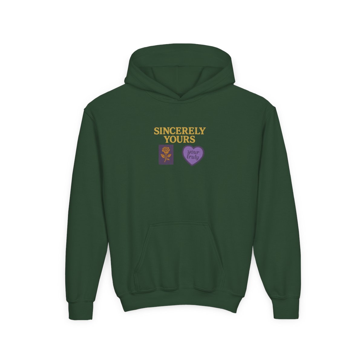 Sincerely Yours Kids Hoodie with Embroidered Patches - alternate angle 4, merchandise